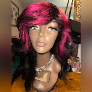 Magenta and black ombré wig